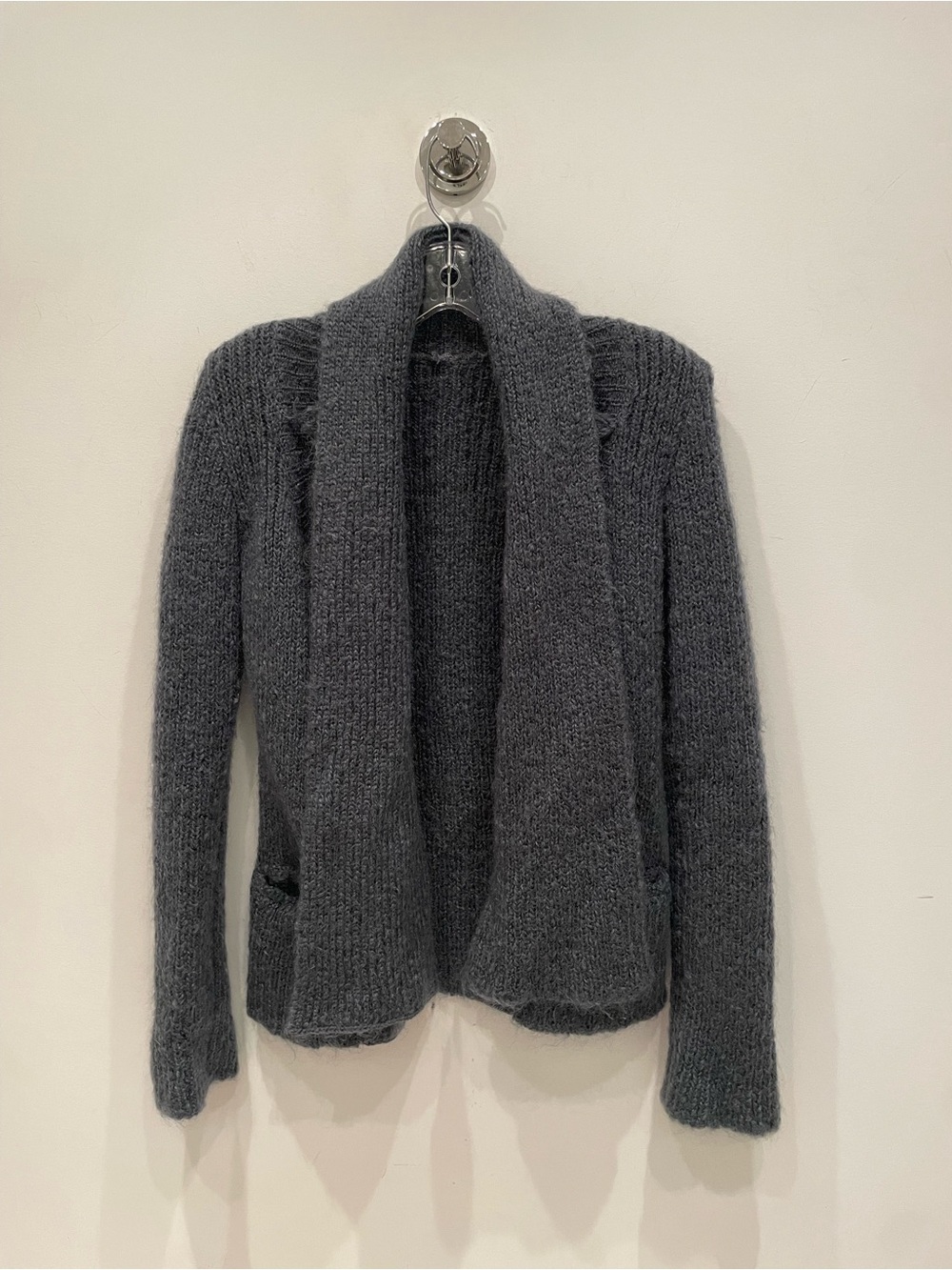 Cozy Open-Front Dark Gray Women's Sweater Cardigan